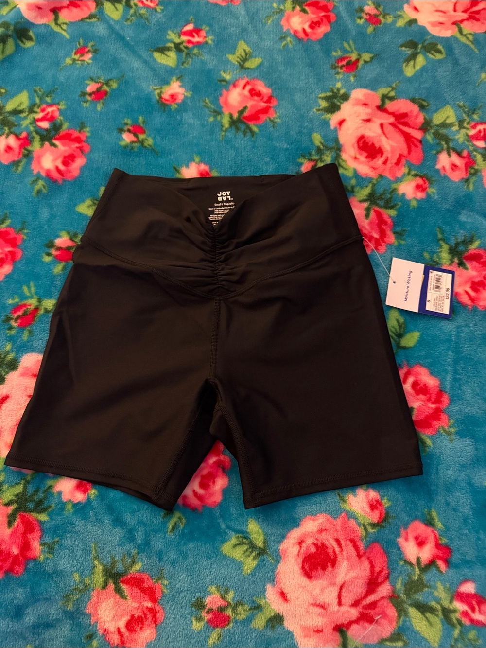 JoyLab Black High-Rise Scrunch-Detail Bike Shorts
